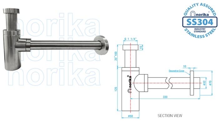 Stainless Steel SS304 Bottle Trap